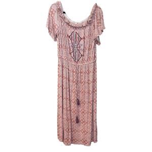 Artesia Womens Off Shoulder Boho Peasant Midi Dress Size M  Quicksand Prairie